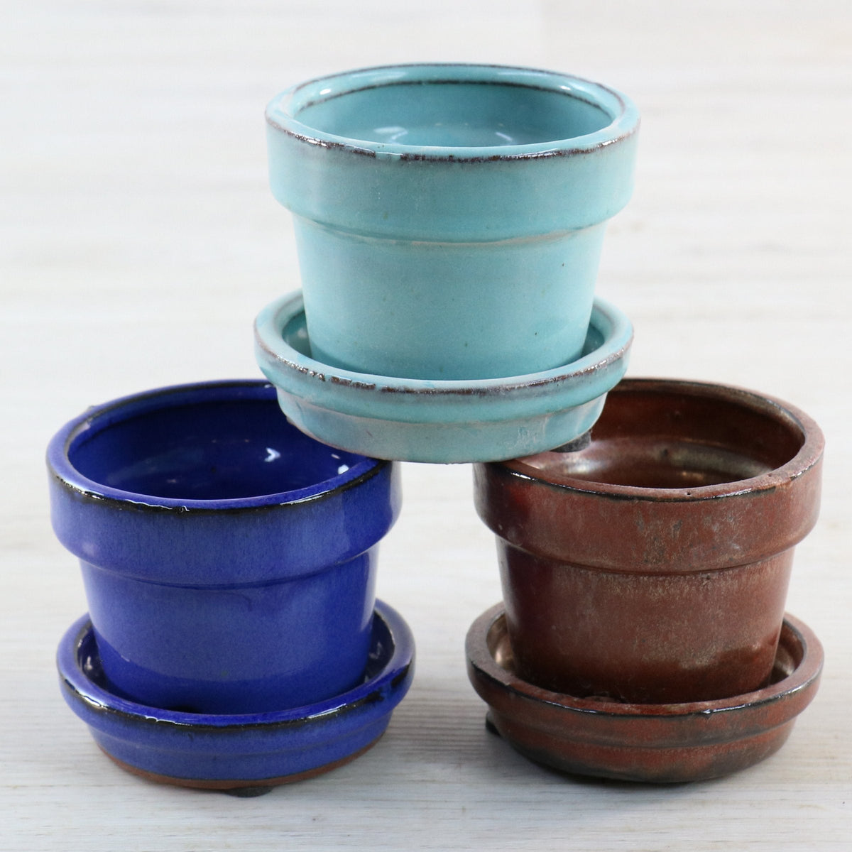 3 Piece Set - Mini Pot Must Haves, 3" Glazed Ceramic Pots