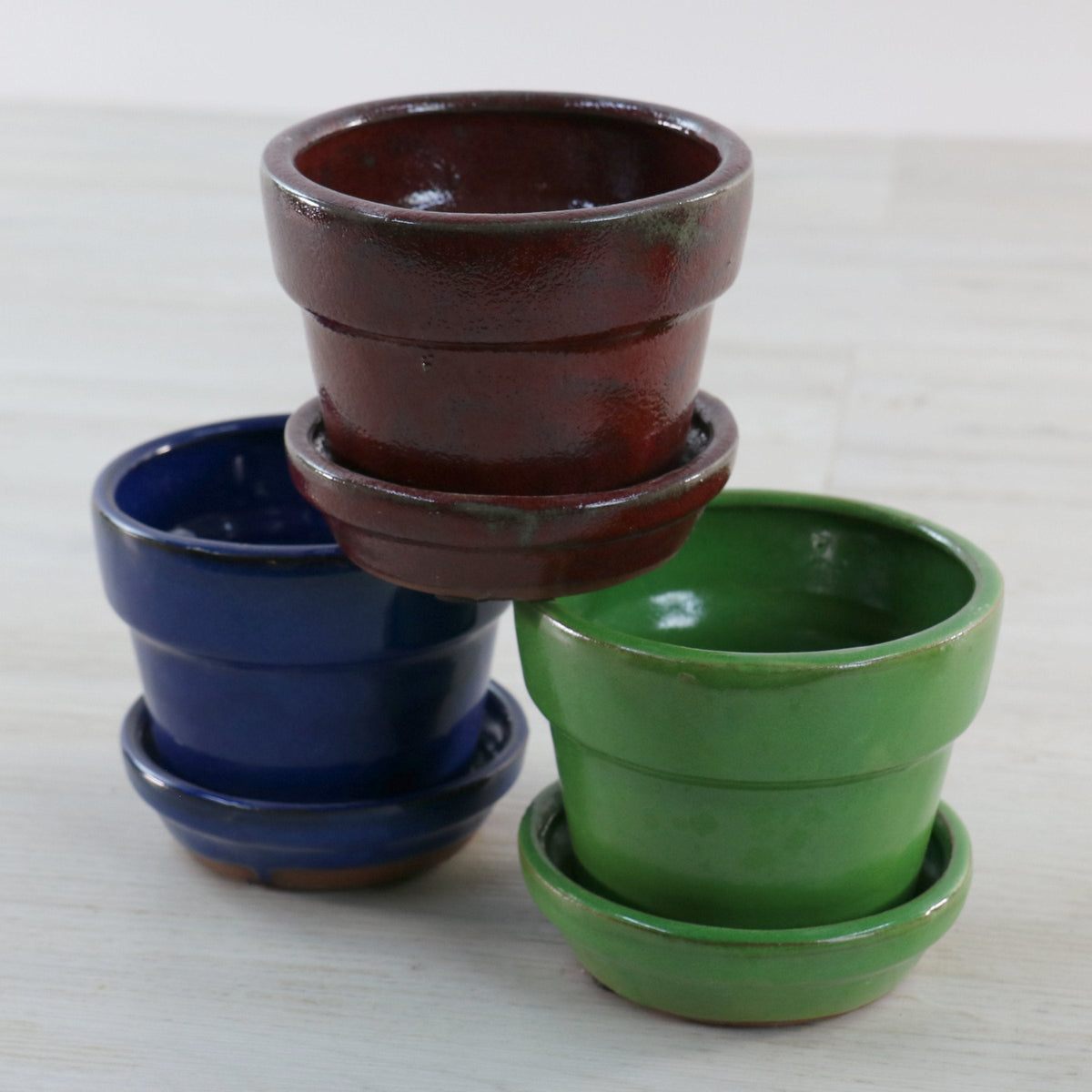3 Piece Set - Mini Pot Must Haves, 3" Glazed Ceramic Pots