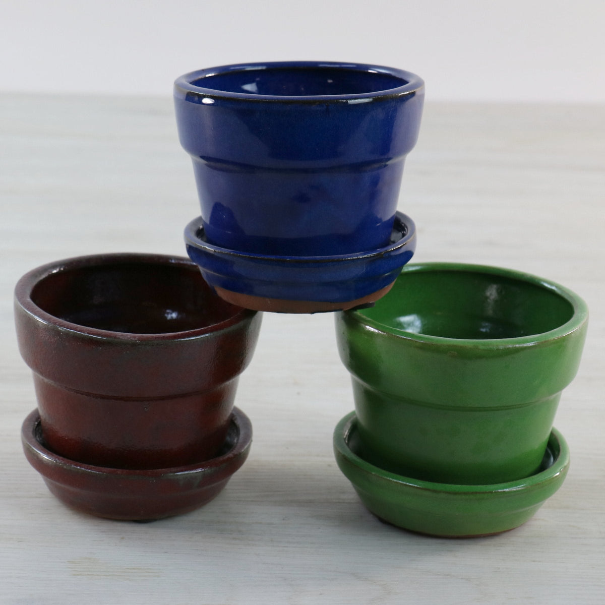 3 Piece Set - Glazed and Ready, 4" Glazed Ceramic Pots