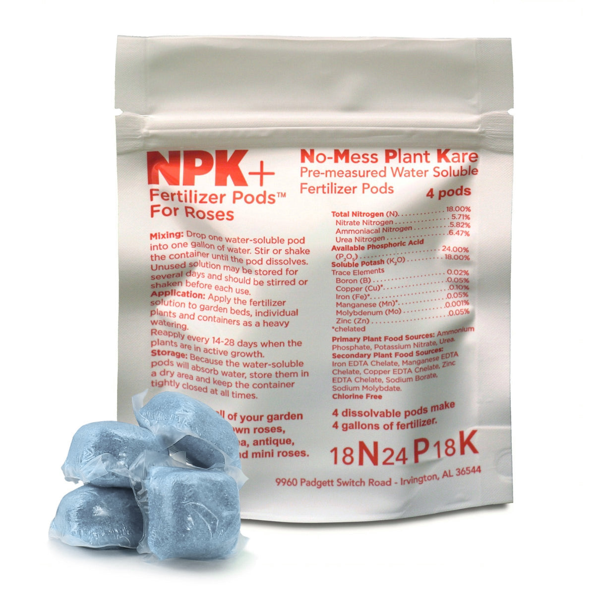 NPK+™ Fertilizer Pods for Roses (18N-24P-18K)